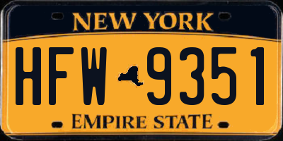 NY license plate HFW9351