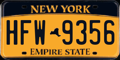 NY license plate HFW9356