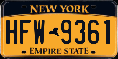 NY license plate HFW9361