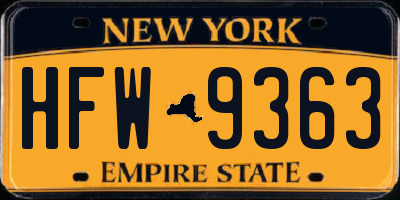 NY license plate HFW9363