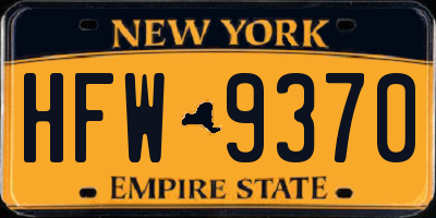 NY license plate HFW9370