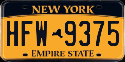 NY license plate HFW9375