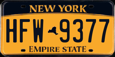 NY license plate HFW9377