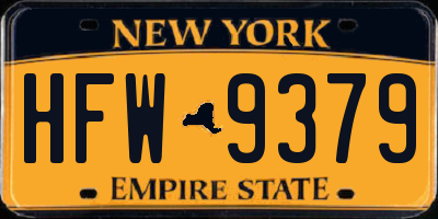 NY license plate HFW9379