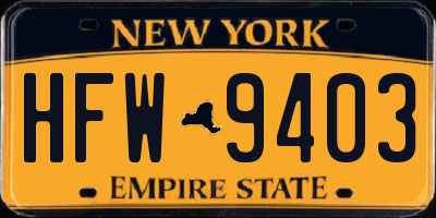 NY license plate HFW9403