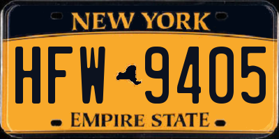 NY license plate HFW9405