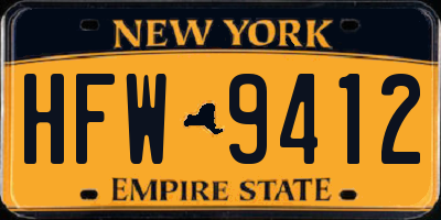 NY license plate HFW9412