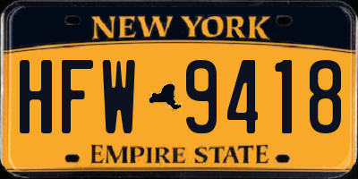 NY license plate HFW9418