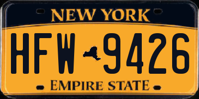 NY license plate HFW9426