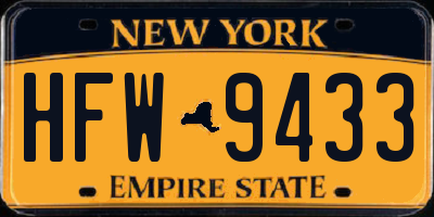NY license plate HFW9433