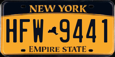 NY license plate HFW9441