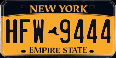 NY license plate HFW9444