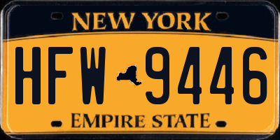 NY license plate HFW9446