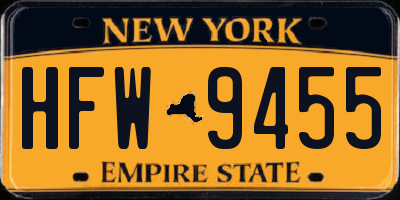 NY license plate HFW9455