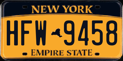 NY license plate HFW9458