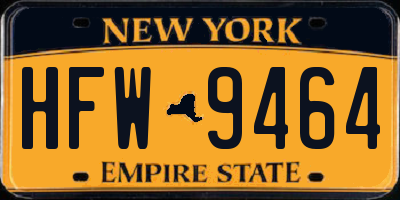 NY license plate HFW9464