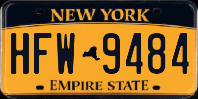 NY license plate HFW9484