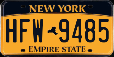 NY license plate HFW9485