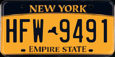 NY license plate HFW9491