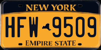 NY license plate HFW9509