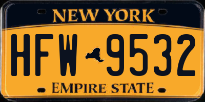NY license plate HFW9532