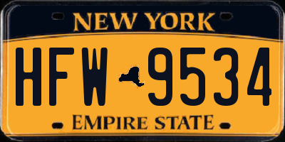 NY license plate HFW9534
