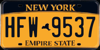 NY license plate HFW9537