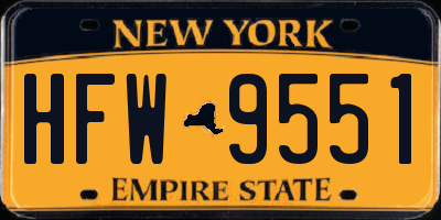 NY license plate HFW9551