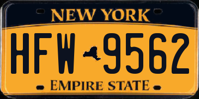 NY license plate HFW9562