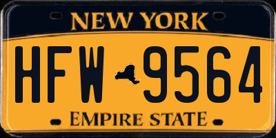 NY license plate HFW9564