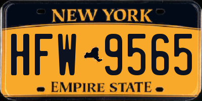 NY license plate HFW9565