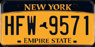 NY license plate HFW9571