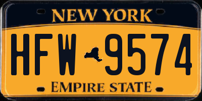 NY license plate HFW9574