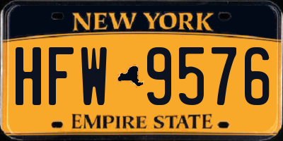 NY license plate HFW9576
