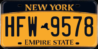 NY license plate HFW9578