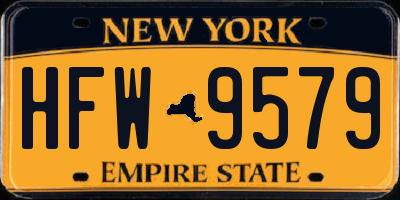 NY license plate HFW9579