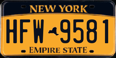 NY license plate HFW9581
