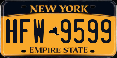NY license plate HFW9599