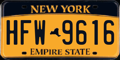 NY license plate HFW9616