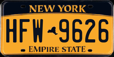 NY license plate HFW9626