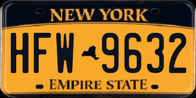 NY license plate HFW9632