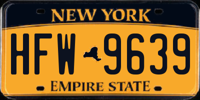 NY license plate HFW9639