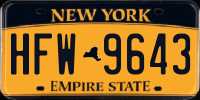 NY license plate HFW9643