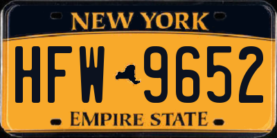 NY license plate HFW9652