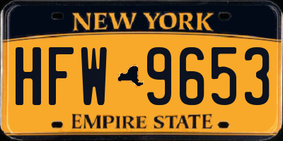 NY license plate HFW9653