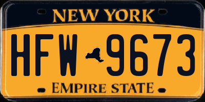 NY license plate HFW9673