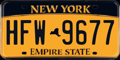 NY license plate HFW9677