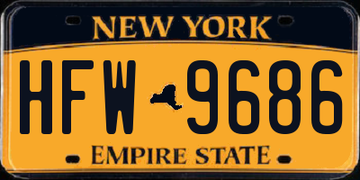 NY license plate HFW9686