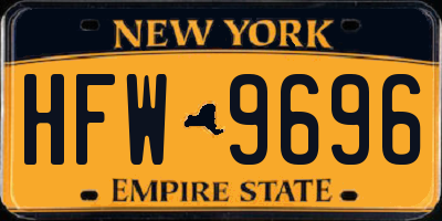 NY license plate HFW9696