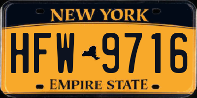 NY license plate HFW9716